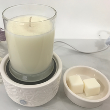 Load image into Gallery viewer, CERAMIC 3-IN-1 WAX MELT WARMER BURNER (WHITE LEAVES DESIGN)