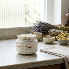Load image into Gallery viewer, CERAMIC 3-IN-1 WAX MELT WARMER BURNER (WHITE/GOLD)
