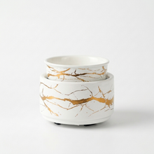 Load image into Gallery viewer, CERAMIC 3-IN-1 WAX MELT WARMER BURNER (WHITE/GOLD)

