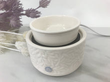 Load image into Gallery viewer, CERAMIC 3-IN-1 WAX MELT WARMER BURNER (WHITE LEAVES DESIGN)
